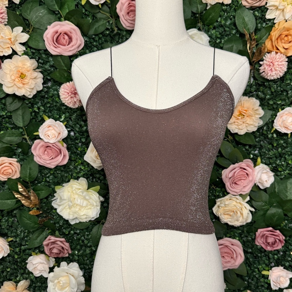 Free People Intimately Shimmery Spaghetti Strap Crop Top NWOT